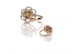 Image of Rose Gold Ring with Chocolate Diamonds On White by Canaan