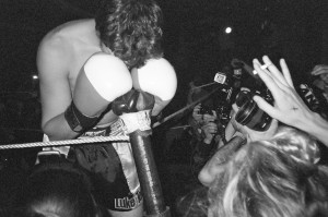 Boxer celebrating a win after underground fight at (FNT) Fight Series by Canaan Albright